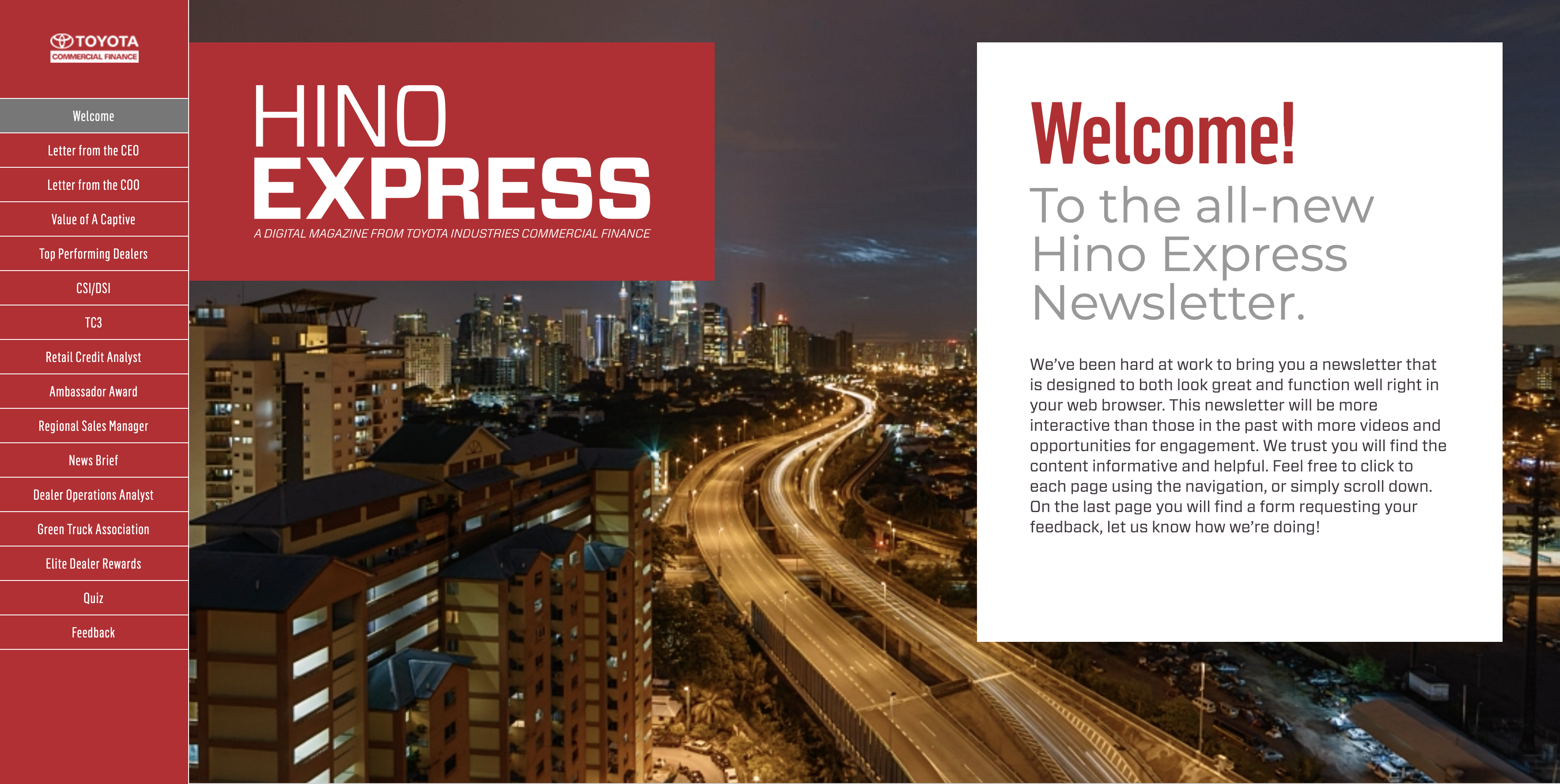 Screenshot of the Hino Express website